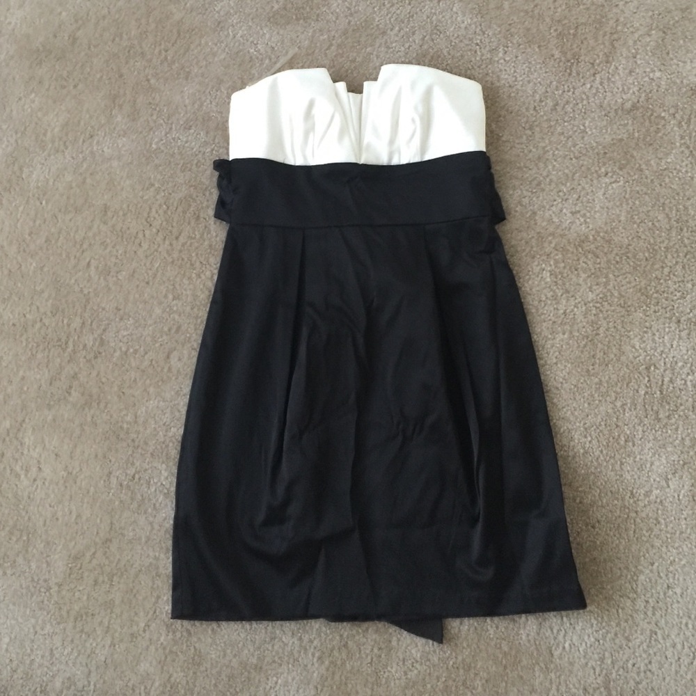 ASOS black and white strapless dress